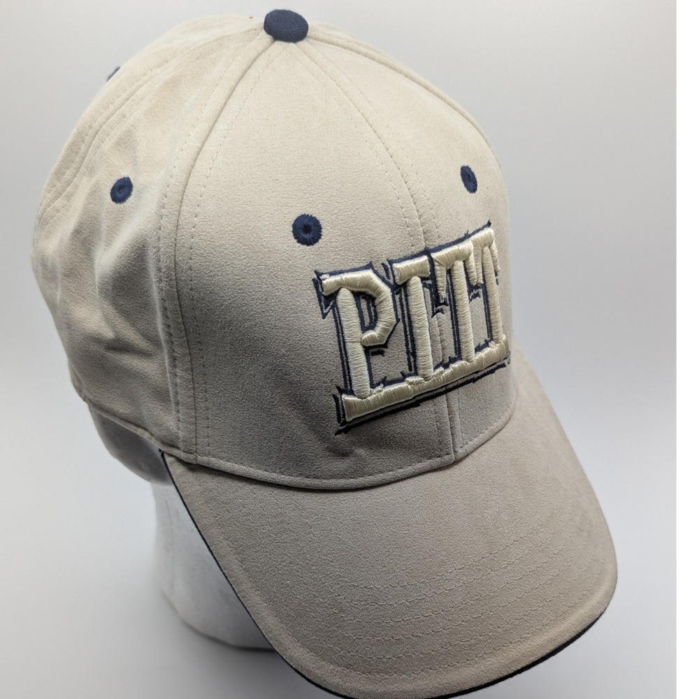 Vtg Twins University of Pittsburgh Panthers NCAA Beige Adjustable Logo Cap Hat